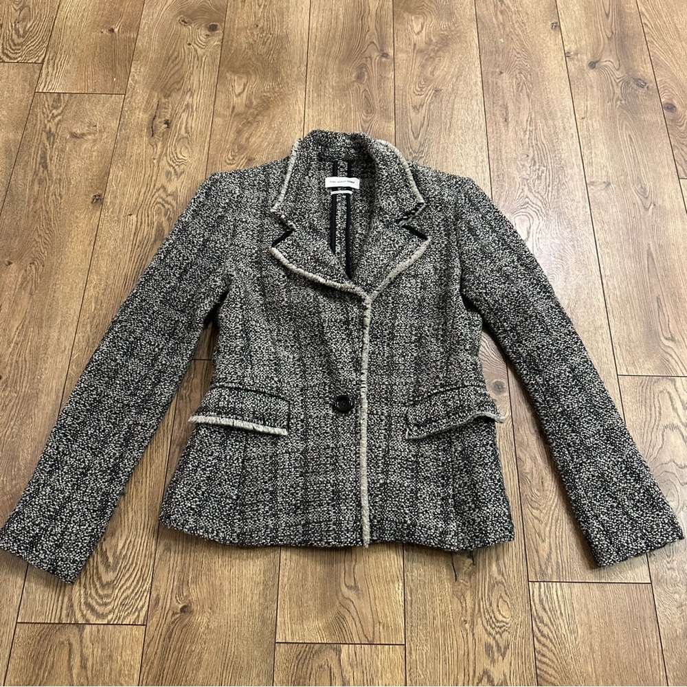 Isabel Marant Etoile Women’s Blazer Wool Frayed Tweed Grey Size 40 or US M